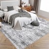 Washable Indoor Vintage Floral Print Living Room Bedroom Area Rugs, Low Pile Non Slip Floor Carpet for Dining Room Home - 4 of 4