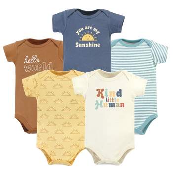 Hudson Baby Cotton Bodysuits, Kind Human 5 Pack