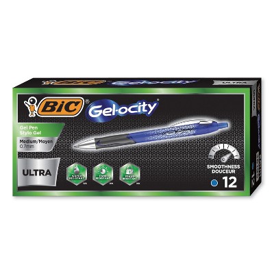 BIC Gel-ocity Ultra Retractable Gel Pen Medium 0.7 mm Blue Ink/BarrelStand RGU11BE