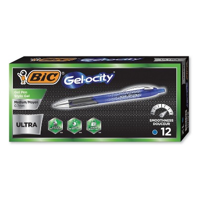 BIC Gel-ocity Ultra Retractable Gel Pen Medium 0.7 mm Blue Ink/BarrelStand RGU11BE