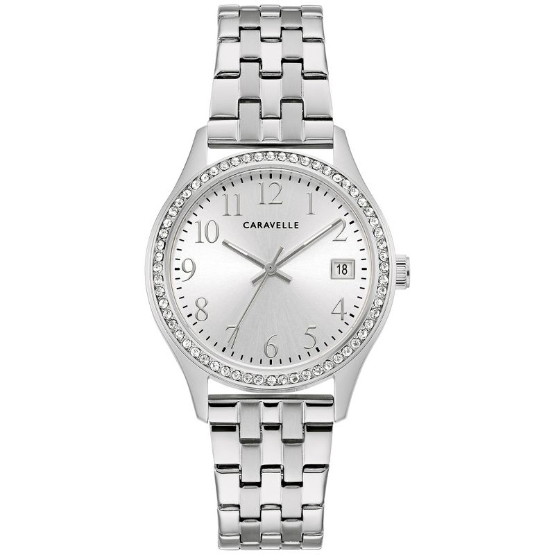 Caravelle designed by Bulova Classic Crystal Accented 3-Hand Date Quartz Watch and Bracelet Gift Set, 3 of 9