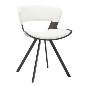 LeisureMod Upholstered Dining Chair in Leather/Velvet Poplar Wood Frame Nymia Series - 1 of 4