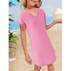 Girl's V Neck Short Sleeve Beach Dress Summer Swimsuit Bikini Cover Up - 3 of 4