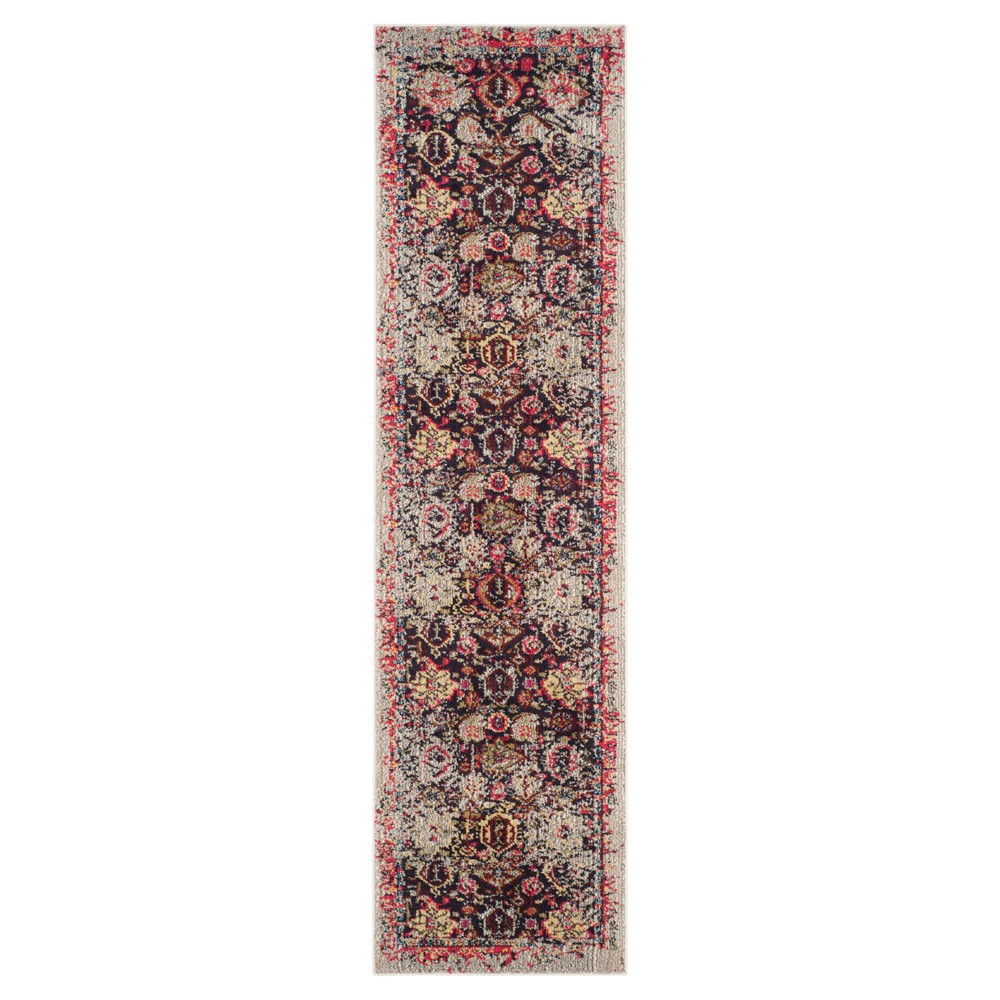 2'2inx6' Burst Accent Rug Gray/Red - Safavieh