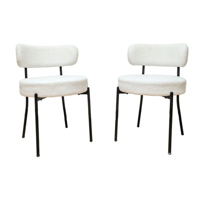 NicBex Velvet Dining Chair Set of 2 Mid-Century Kitchen Upholstered Chairs with Round Curved Backrest, White