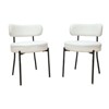 Sapphtopaz Mid-Century Upholstered Dining Chairs with Curved Backrest, White Teddy Kitchen Chairs with Black Metal Legs, Round Thickened Cushions - 3 of 4