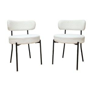 NicBex Velvet Dining Chair Set of 2 Mid-Century Kitchen Upholstered Chairs with Round Curved Backrest, White - 1 of 4