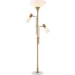 Possini Euro Design Modern Torchiere Floor Lamp with Side Lights 71" Tall Warm Gold Frosted Glass Shade for Living Room House