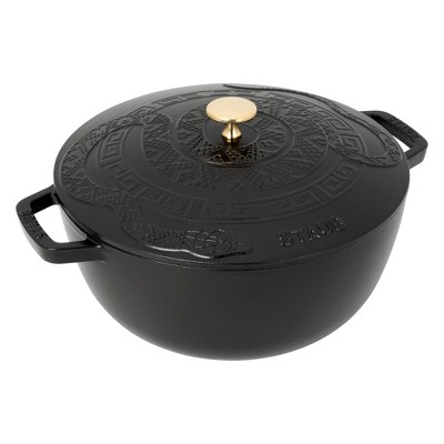Staub Cast Iron Essential French Oven, Dutch Oven, 5-quart, serves 5-6, Made in France,  with Snake Lid