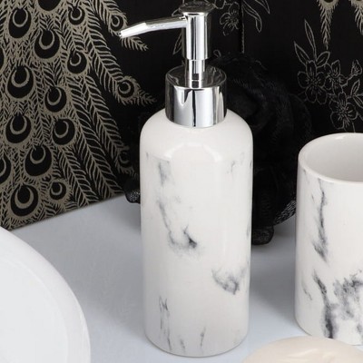Evideco French Home Goods Marble Effect Bath Hand Soap Dispenser or Lotion Dispenser 10 FL OZ