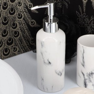 Evideco French Home Goods Marble Effect Bath Hand Soap Dispenser or Lotion Dispenser 10 FL OZ - 1 of 4