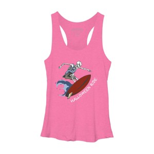 Women's Design By Humans Halloween Surfing Zombie Skeleton Funny Costume t shirt By graceandfinn Racerback Tank Top - 1 of 3