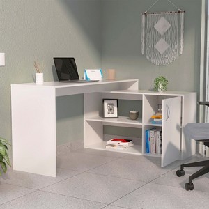 NicBex L Shaped Desk Home Office Desks Morden Desk with Storage Executive Work Desk with 1 Cabinet and 2 Shelves for Study and Office - 1 of 4