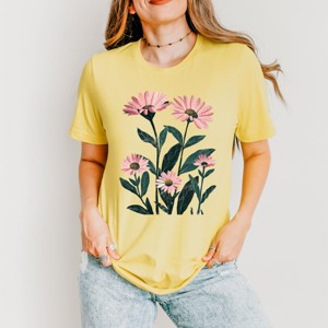 Simply Sage Market Pink Daisies Watercolor Short Sleeve Tee - 1 of 4