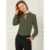 INSPIRE CHIC Women's Office Keyhole Elegant Stand Collar Long Sleeve Back Neck Button Blouse - 3 of 4