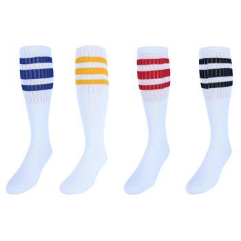 CTM Men's Big and Tall Striped Tube Socks (4 Pairs)
