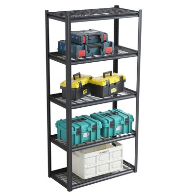 Vynxaria 5-Tier Utility Storage Shelves - Heavy Duty Adjustable Metal Rack for Basements, Garages, and Kitchens