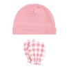 Hudson Baby Girls Cotton Cap and Scratch Mitten Set, Butterfly Floral, 0-6 Months - 4 of 4