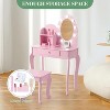 Princess Vanity Set for Girls - Kids Makeup Table with Touch Lights, Mirror, Stool, and Wood Playset - 3 of 4
