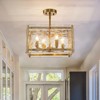 LLHZSY 4-Light Handmade Glass Chandelier Ceiling Light 15 3/4"L x 15 3/4"W x 8 7/10"H-Brass - 2 of 4