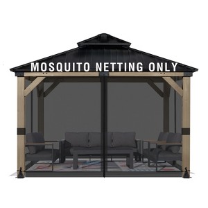 Aoodor Gazebo Replacement Netting Screen, Universal Gazebo 4-Panel Mosquito Net Sidewalls with Double Zippers for Outdoor Patio - 1 of 4