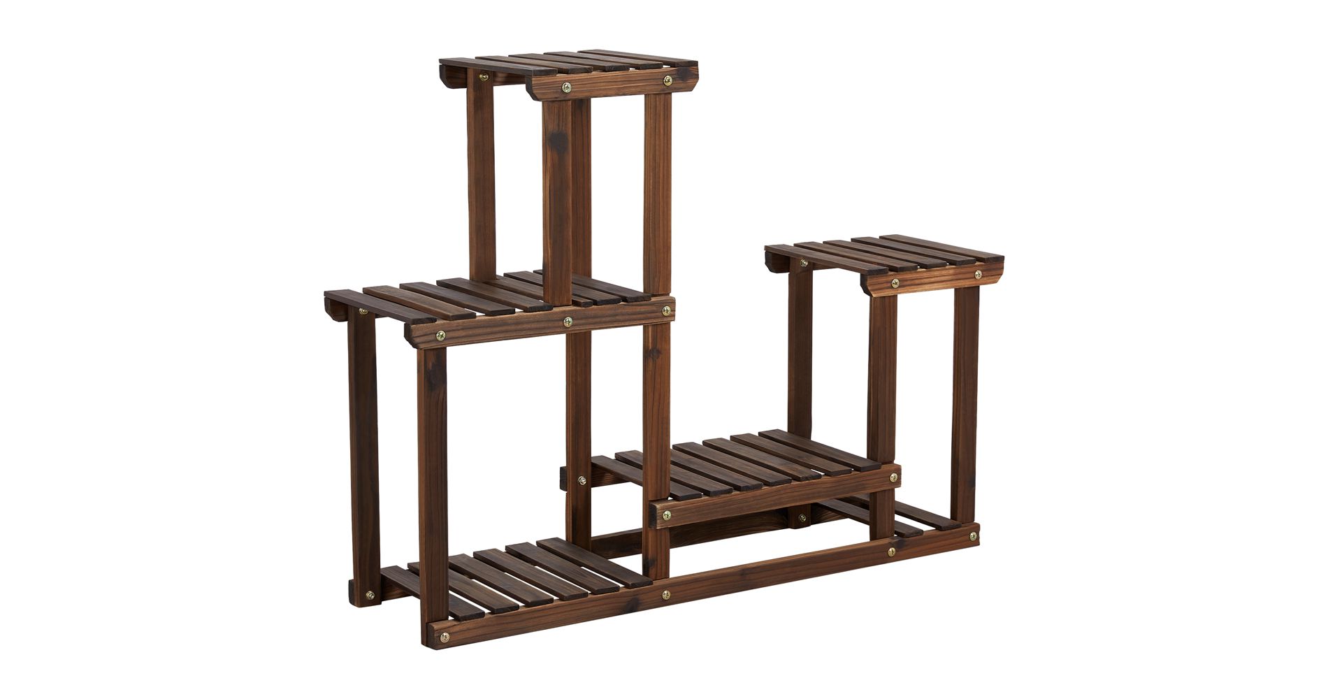 Yaheetech 4 Tier Wood Plant Stand Flower Display Stand for Indoor/Outdoor