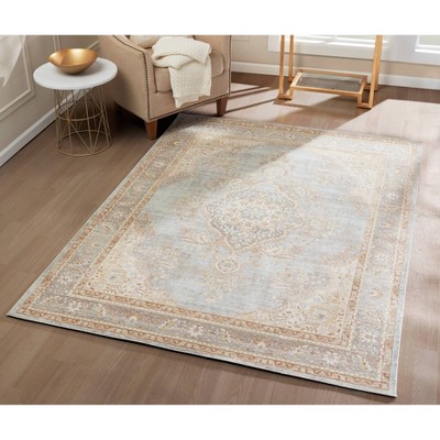 Serene Porcelain Blue 9'3" x 11'10" Stain-Resistant Synthetic Rug