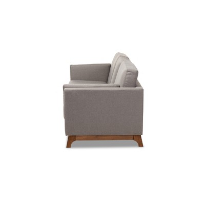 Sava Gray Fabric Upholstered Walnut Wood 3-Seater Sofa
