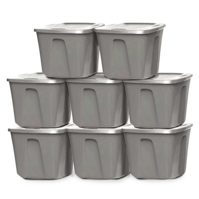 HOMZ Stackable and Nestable Heavy Duty Plastic Storage Container with 4 Way Handles