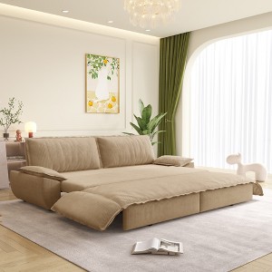 73.2'' Velvet 3-in-1 Convertible Sleeper Sofa Bed with Pull-Out Frame, Removable Cushions and Space-Saving Design - 1 of 4