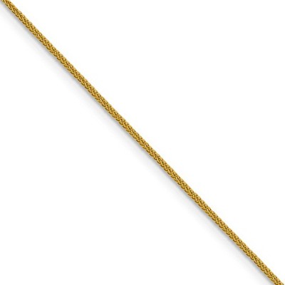 Black Bow Jewelry 0.8mm 14k Yellow Gold Diamond Cut Square Wheat Chain Necklace
