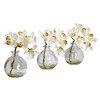 Nearly Natural Cymbidium with Vase Artificial Flower Arrangement (Set of 3) - 3 of 4