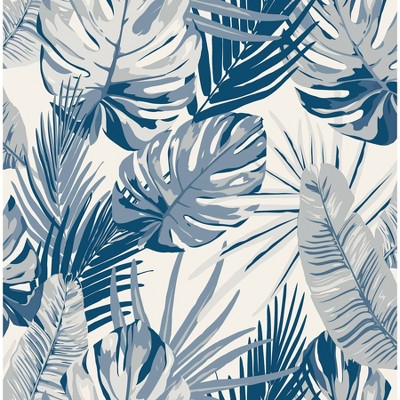 NuWallpaper Blue Palmero Peel and Stick Wallpaper: Removable Self-Adhesive Floral Botanical PVC, 20.5" x 216", Multicolored