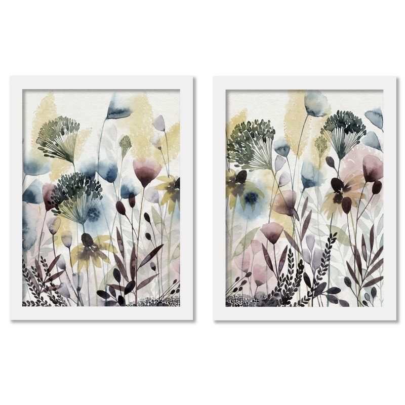 Americanflat Botanical Minimalist Watercolor Wildflower By World Art Group Set Of 2 Framed Diptych Wall Art Set, 1 of 5