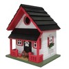 Home Bazaar 9" Bow Wow Bird Wood House Red & White - 2 of 3