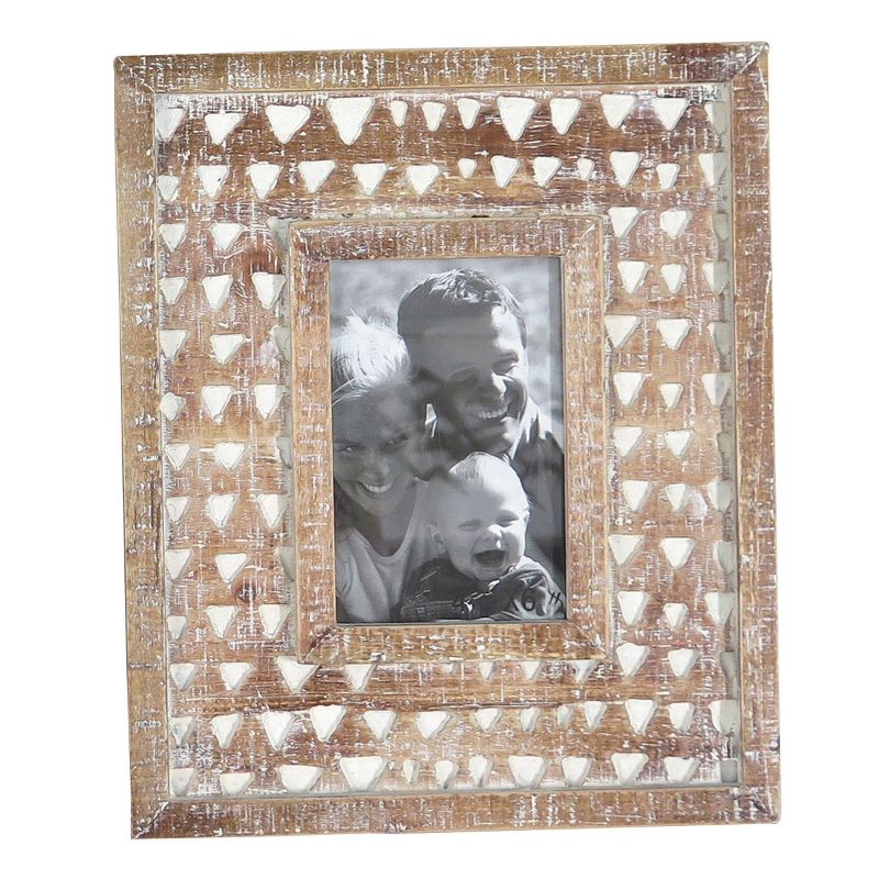 Natural Wood 4 x 6 inch Whitewash Pattern Decorative Wood Picture Frame - Foreside Home & Garden, 1 of 5