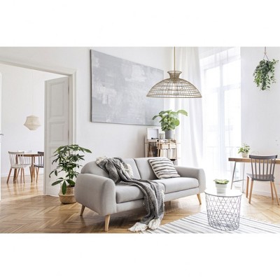 Lanai Warm Brass Rattan Resin and Glass 1-Light Pendant
