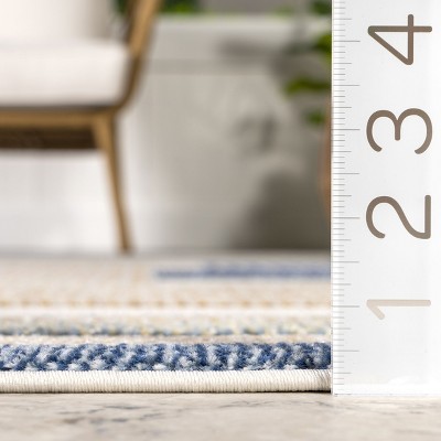 Adira Blue and Beige Geometric Indoor/Outdoor Area Rug