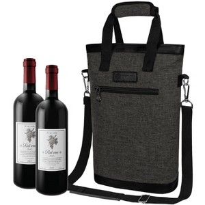 OPUX Two Bottle Wine Bag Carrier Tote, Insulated Leakproof Cooler Travel BYOB Picnic, Gift Men Women Birthday Christmas - 1 of 4