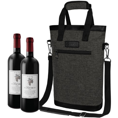 Personal Travel Bar Wine Bottle and Glasses Carrying Case Zippered