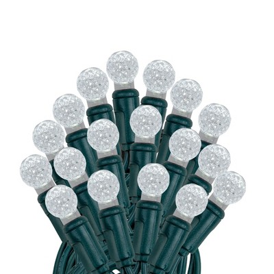 Novelty Lights G12 LED Christmas String Lights 50 Globe Mini Bulbs (Green Wire, 25 Feet)
