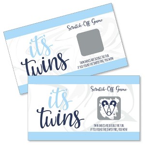 Big Dot of Happiness It's Twin Boys - Blue Twins Baby Shower Game Scratch Off Cards - 22 Count - 1 of 4