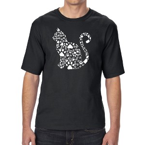LA Pop Art Cat Claws - Men's Tall and Long Word Art T-Shirt Black 3X Large - 1 of 3