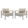 Patio Accent Chair With Cushions, Outdoor Garden Armchair, Outdoor Aluminum Furniture for Backyard or Balcony-Maison Boucle - 3 of 4