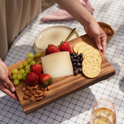 Rustic Acacia Wood Footed Serving Board Tray