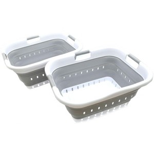 SAMMART 41L (10.8 gallon) Set of 2 Collapsible Plastic Laundry Basket with 3 Handles - 1 of 4