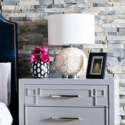 Pauley 23-inch White Shell Flower Table Lamp with Cotton Shade