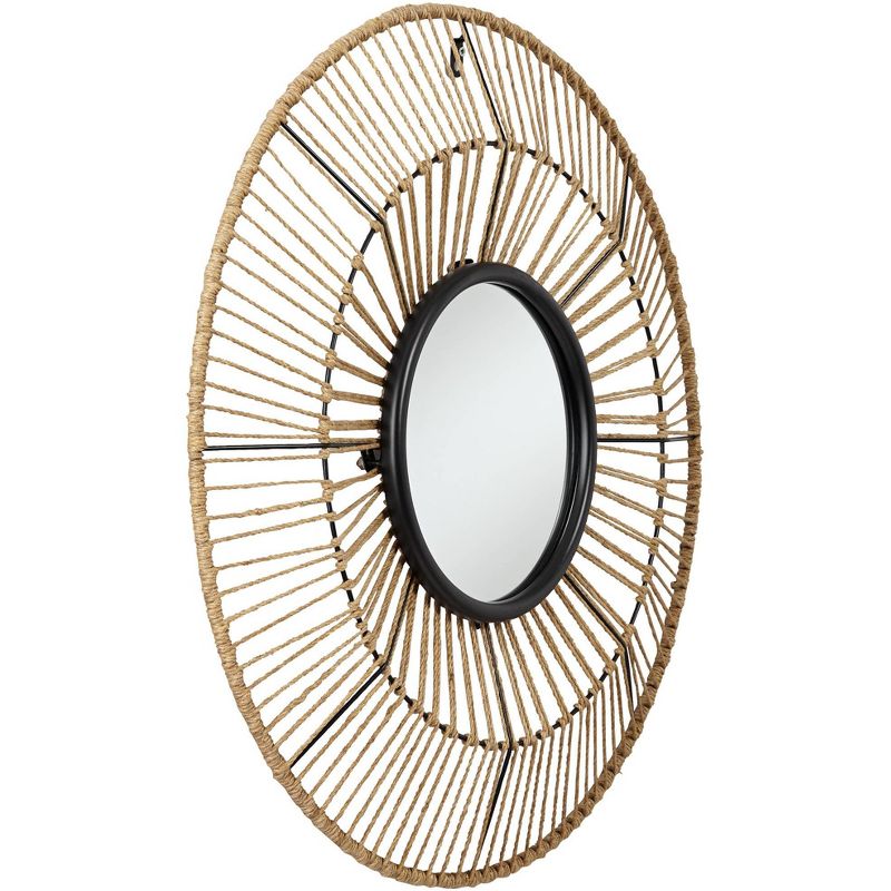 Newhill Designs Jefferson Round Vanity Wall Mirror Vintage Rustic Black Iron Natural Hemp Rope Frame 27 1/2" Wide for Bathroom Bedroom Living Room, 5 of 10