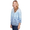 Alfred Dunner Womens Split Beaded Neck Ombre Medallion Top - 3 of 4
