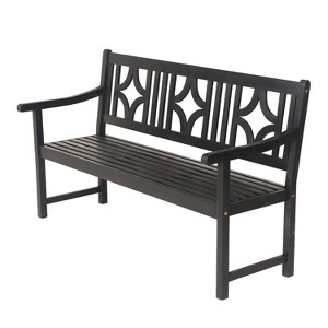 Sloane 3-Seat Ogee Diamond-Back Acacia Wood Outdoor Garden Patio Bench - JONATHAN Y - 1 of 4